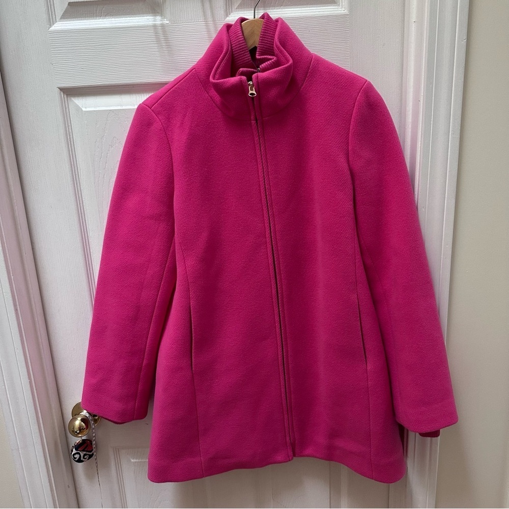 J.Crew Lodge Coat In Italian Stadium-Cloth Wool Pink Jacket Winder Nello Gori 10
